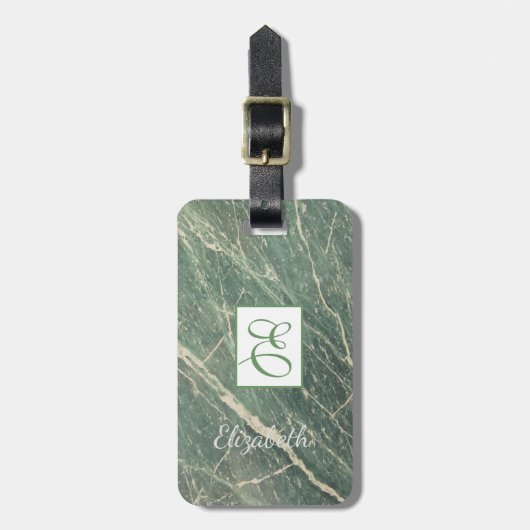 Trendy Marble, Lijst Monogram-Gepersonaliseerd Bagagelabel (Voorkant verticaal)