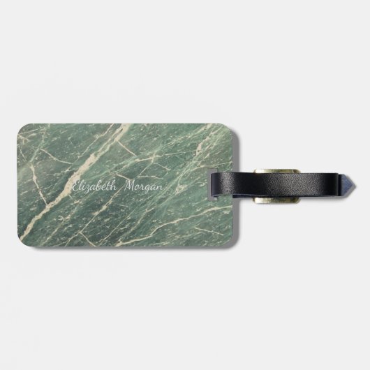 Trendy Marble, Lijst Monogram-Gepersonaliseerd Bagagelabel (Achterkant horizontaal)