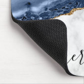 Trendy Marble Navy Blue Gold Agate Monogram Mouse Muismat (Hoek)