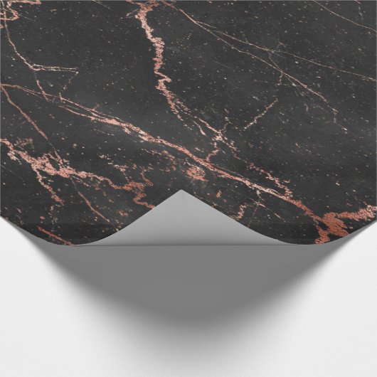 Trendy Marble Pink Black Glossy Cadeaupapier (Hoek)