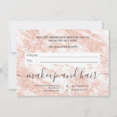 Trendy marble roos gold glitter gift certificate (Achterkant)