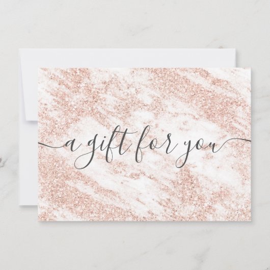 Trendy marble roos gold glitter gift certificate (Voorkant)