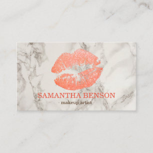 Trendy Marble Roos Gold Lips Makeup Artist Visitekaartje