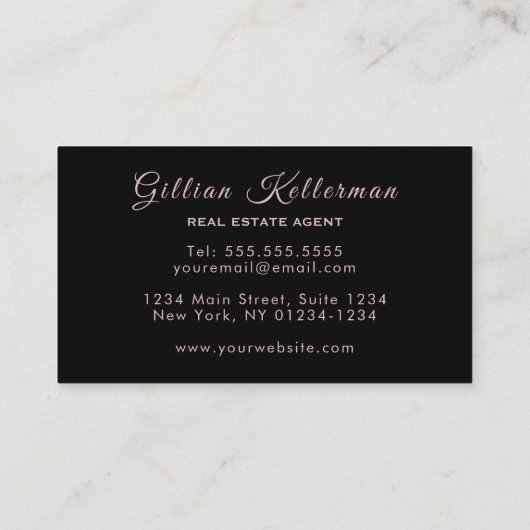 Trendy Marble Roos Gold Monogram Visitekaartje (Achterkant)