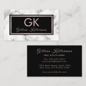 Trendy Marble Roos Gold Monogram Visitekaartje (Voorkant / Achterkant)