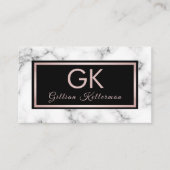 Trendy Marble Roos Gold Monogram Visitekaartje (Voorkant)