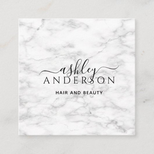 Trendy Marble Script Professional Hand Lettert Vierkante Visitekaartje (Voorkant)