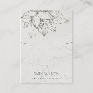 TRENDY MARBLE SILVER LOTUS SIMPLE KETTING DISPLAY VISITEKAARTJE