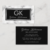 Trendy Marble Silver Monogram Visitekaartje (Voorkant / Achterkant)