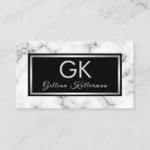 Trendy Marble Silver Monogram Visitekaartje (Voorkant)