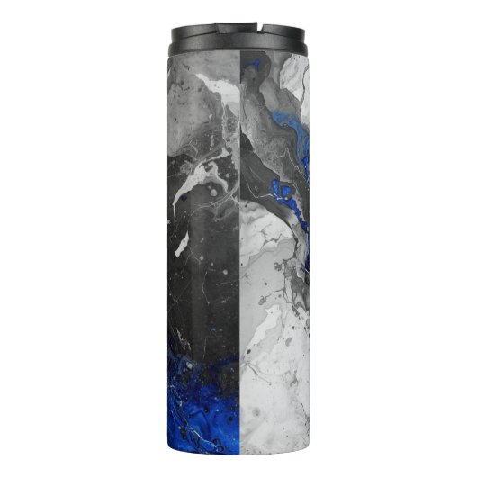 Trendy Marble Stone Blue Black Grey Design Thermosbeker (Achterkant)
