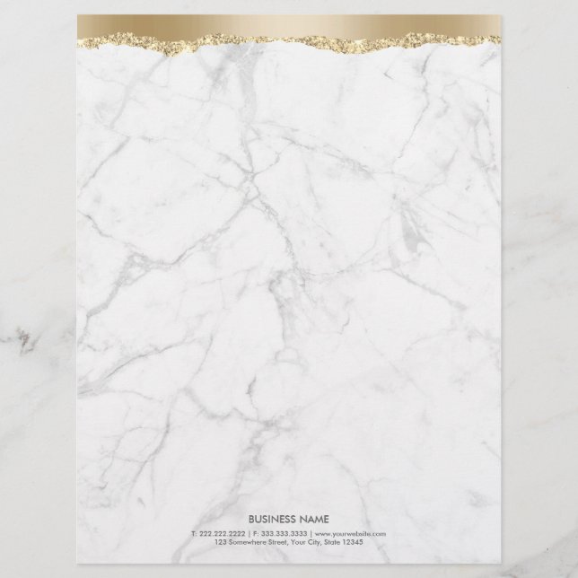 Trendy Marble Stylish Gold Edge Letterhead Briefhoofd (Voorkant)