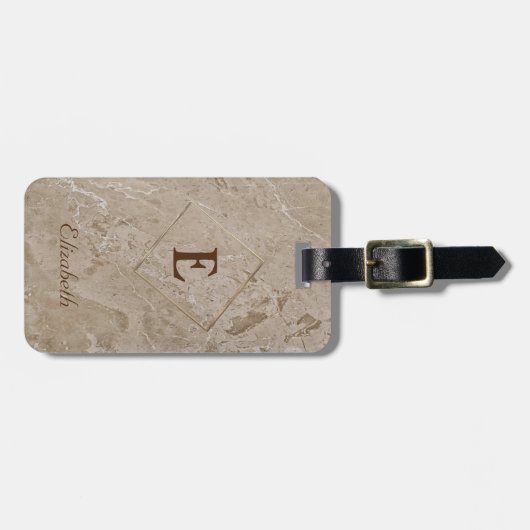 Trendy Marble Texture, Lijst Monogram-Gepersonalis Bagagelabel (Voorkant horizontaal)