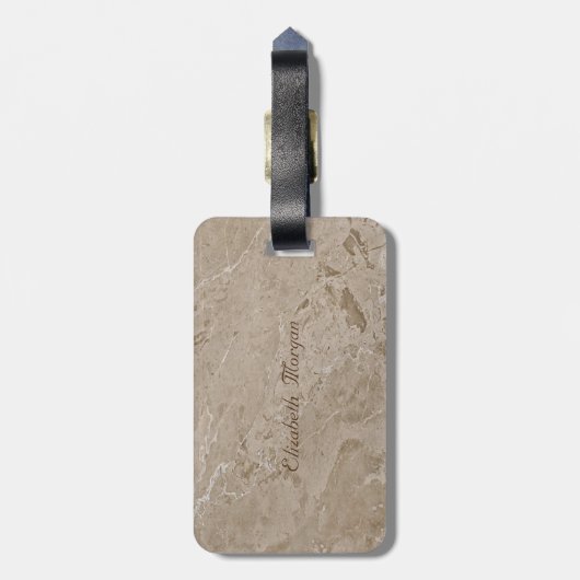 Trendy Marble Texture, Lijst Monogram-Gepersonalis Bagagelabel (Achterkant verticaal)