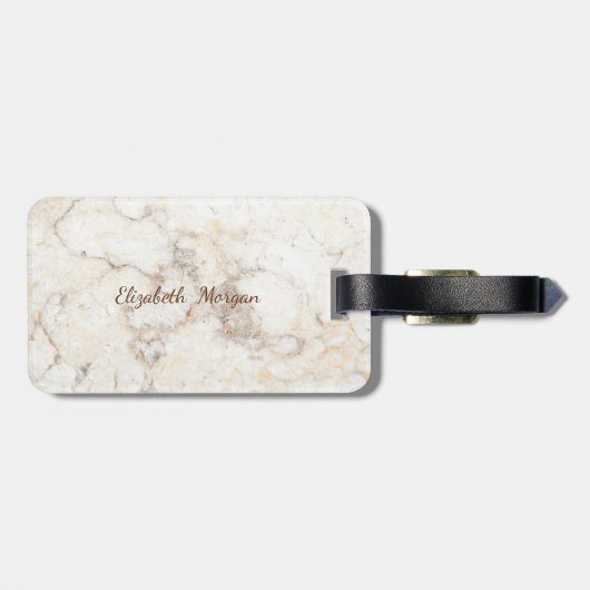 Trendy Marble Texture, Monogram-Personalized Bagagelabel (Achterkant horizontaal)