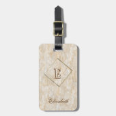 Trendy Marble Texture, Monogram-Personalized Bagagelabel (Voorkant verticaal)