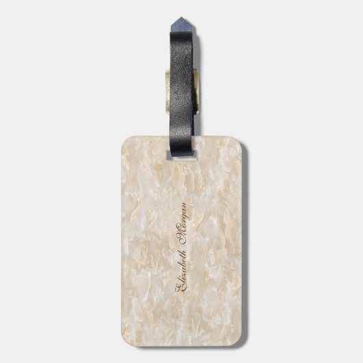 Trendy Marble Texture, Monogram-Personalized Bagagelabel (Achterkant verticaal)