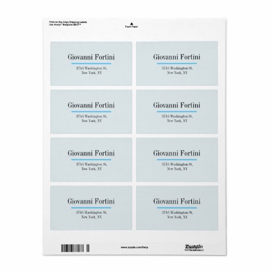 Trendy Marian Blue Plain Elegant Modern minimalist Etiket (Full Sheet)