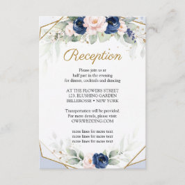 Trendy Marine en Blush Floral Fsuc Gold Receptie Informatiekaartje
