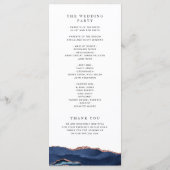 Trendy marine en roos Gold Agaat bruiloft programm Programmakaart (Achterkant)