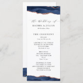 Trendy marine en roos Gold Agaat bruiloft programm Programmakaart (Voorkant / Achterkant)