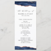 Trendy marine en roos Gold Agaat bruiloft programm Programmakaart (Voorkant)