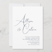 trendy marine en uitnodiging voor witte bruiloft (Voorkant)