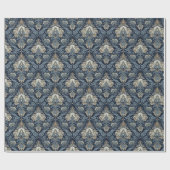 Trendy marineblauw en beige sierdamast cadeaupapier (Vlak)