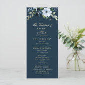 Trendy marineblauw en goud trouwprogramma programmakaart (Staand voorkant)