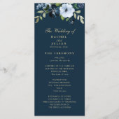 Trendy marineblauw en goud trouwprogramma programmakaart (Voorkant)