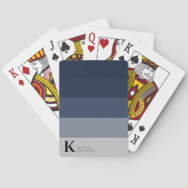 Trendy marineblauw ombre grijs klassiek monogram pokerkaarten