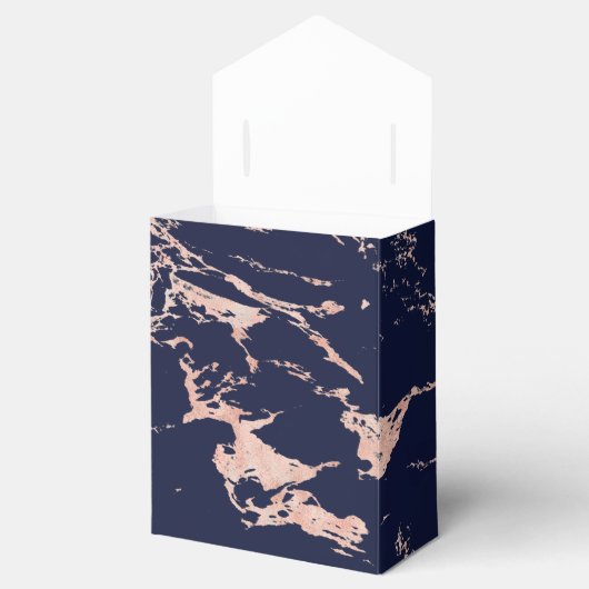 Trendy marineblauw Roos goudfolie marmer Bedankdoosjes (Geopend)