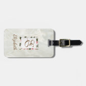 Trendy marmer, bloemenkader  Persoonlijk monogram Bagagelabel (Voorkant horizontaal)