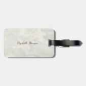 Trendy marmer, bloemenkader  Persoonlijk monogram Bagagelabel (Achterkant horizontaal)