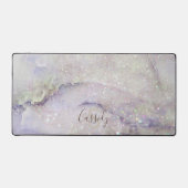 Trendy Marmer en Glitter Patroon Monogram Bureaumat (Voorkant)