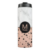 Trendy Marmer en Roos Goudpatroon met Monogram Thermosbeker (Voorkant)
