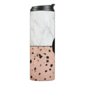 Trendy Marmer en Roos Goudpatroon met Monogram Thermosbeker (Gedraaid links)