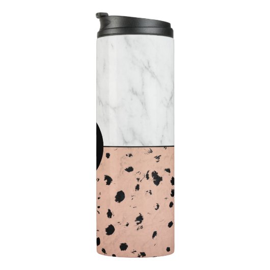 Trendy Marmer en Roos Goudpatroon met Monogram Thermosbeker (Geroteerd rechts)