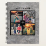 Trendy marmer foto collage persoonlijk planner<br><div class="desc">Moderne aangepaste fotocollage,  grijs marmerpatroon,  planner.
U kunt het personaliseren en uw eigen foto's,  jouw naam,  monogram en jaar toevoegen en een zeer persoonlijke en unieke planner creëer.</div>