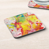Trendy Marmer Kijk roze rood geel blauw groen Bier Onderzetter (Linkerzijde)