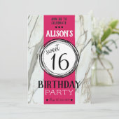 Trendy marmer roze fuchsia tiener zoet 16 kaart (Staand voorkant)