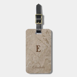 Trendy marmer textuur, frame monogram- gepersonali bagagelabel