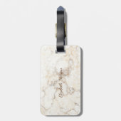 Trendy marmer textuur, met monogram-personalisatie bagagelabel (Achterkant verticaal)