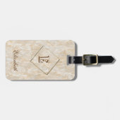 Trendy marmer textuur, met monogram-personalisatie bagagelabel (Voorkant horizontaal)