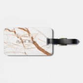 Trendy marmeren steenstructuur, met monogram-perso bagagelabel (Achterkant horizontaal)