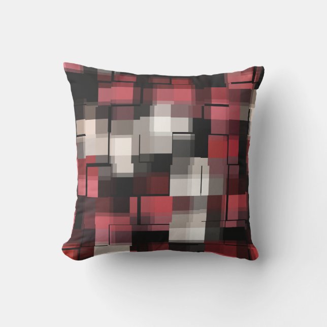 Trendy Maroon Black White Abstract Pset Buitenkussen (Voorkant)