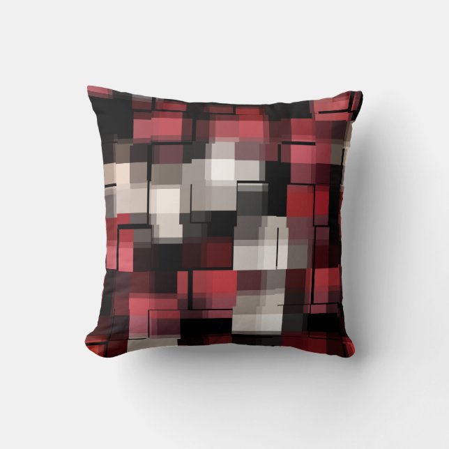 Trendy Maroon Black White Abstract Pset Kussen (Voorkant)