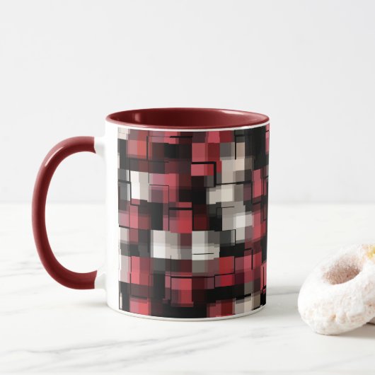 Trendy Maroon Black White Abstract Pset Mok (Met donut)