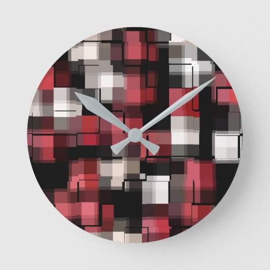 Trendy Maroon Red Black White Abstract Pset Ronde Klok (Voorkant)