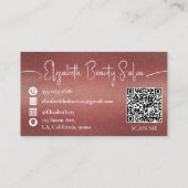 Trendy Maroon Red Glitter Make-up Artiest QR Visitekaartje (Achterkant)